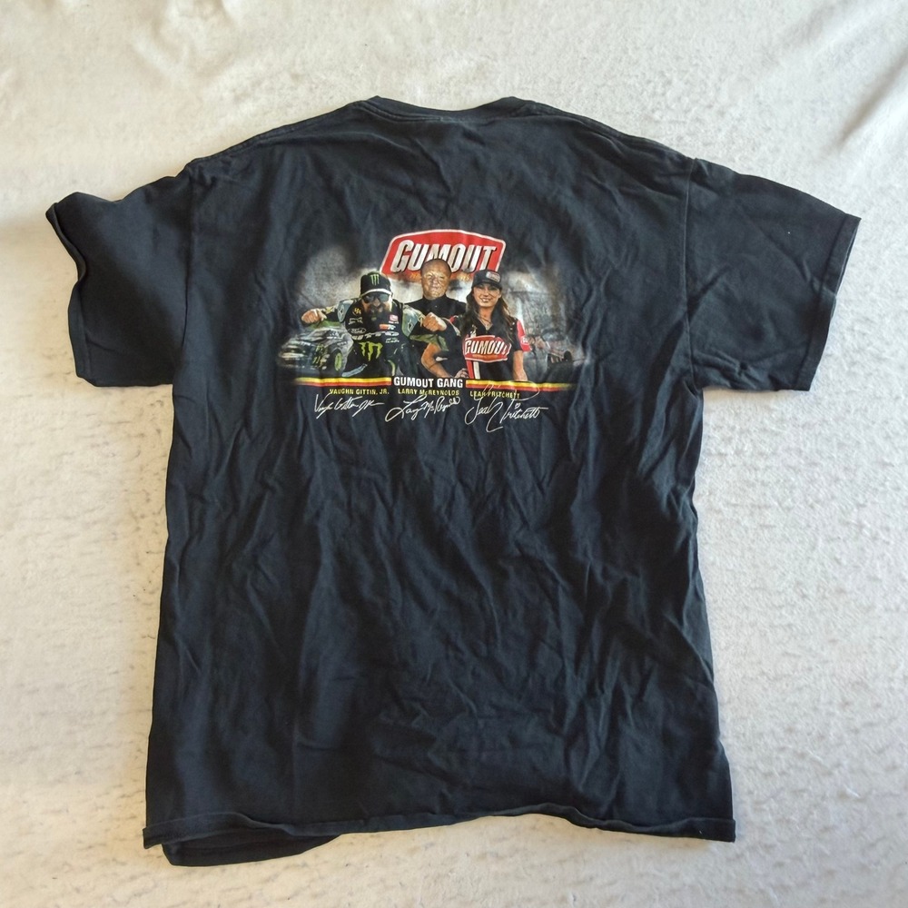 Gildan T-Shirt Mens Large Black Gumout Motorsports Racing Graphic Tee